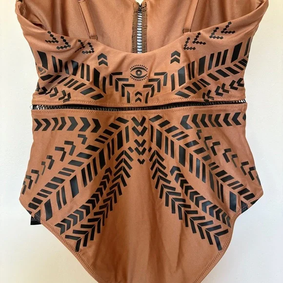 Biliblond Kim One Piece Swimsuit Gold Black XL Straps Cheeky - Picture 10 of 16